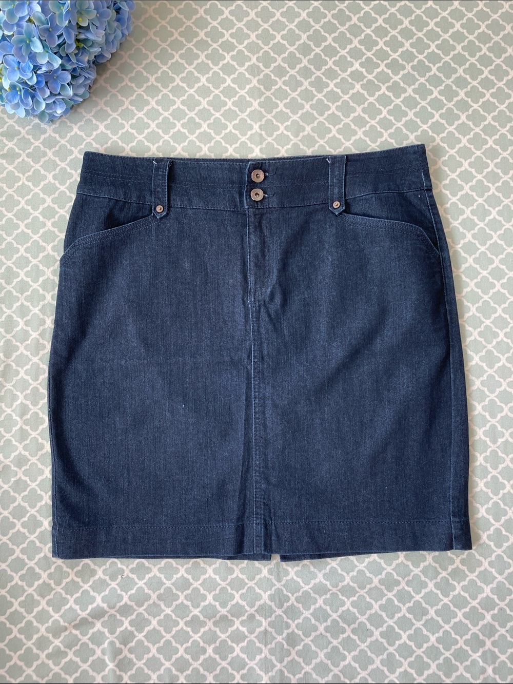 Westport Denim Pencil Skirt W/Button Pockets 16